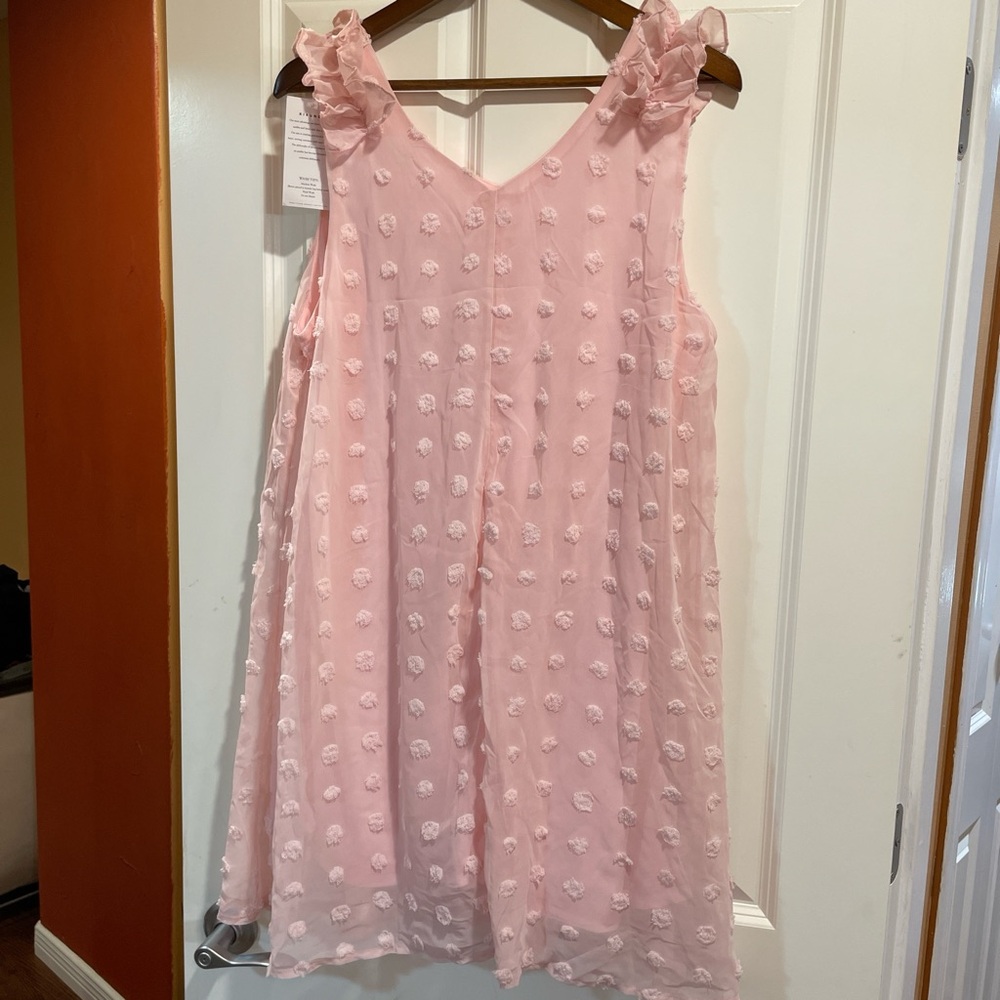 Pink Sleeveless Ruffle Dress